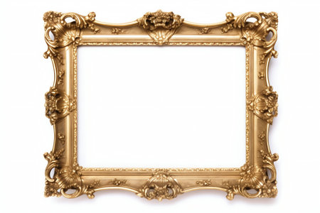 Golden Vintage Frame Isolated on White Background. Generative AI. high quality illustrationの素材