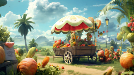 Summer Colorful Beach Wallpaper Background. Generative AI. high quality illustrationの素材