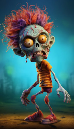 Cartoon Panic Stricken Zombie. Generative AI. high quality illustrationの素材