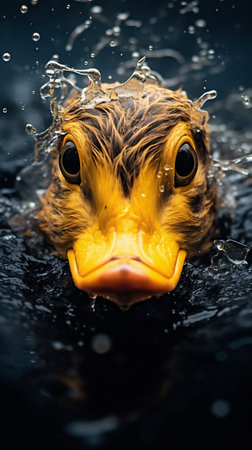 Mesmerizing Funny Duck Portrait. Generative AI. high quality illustrationの素材