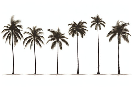 Collection of Palms Isolated on White Background. Generative AI. high quality illustrationの素材