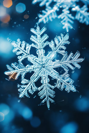Macro Texture of Delicate Snowflakes. Generative AI. high quality illustrationの素材