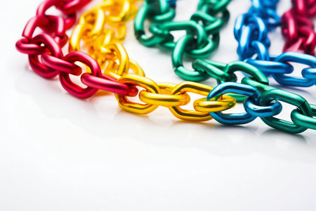 Rainbow Alloy Chain Isolated on Background. Generative AI. high quality illustrationの素材