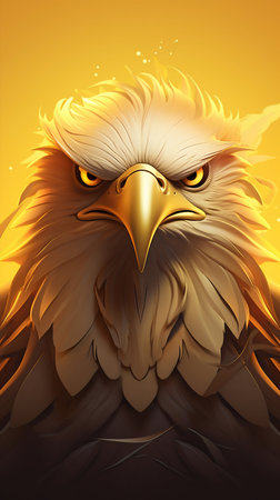 Cartoon Eagle on Light Yellow Gradient Background. Generative AI. high quality illustrationの素材