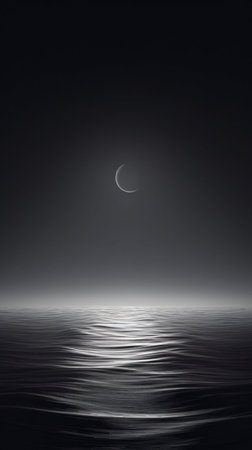 Moonlit Sea's Inspiration in Ethereal Waveform Design. Generative AI. high quality illustrationの素材