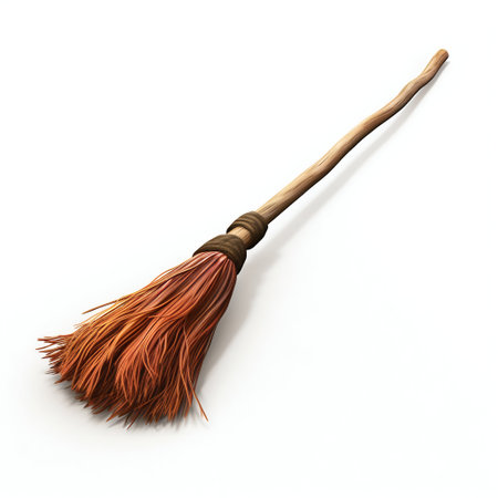 Broomstick Isolated on White Background. Generative AI. high quality illustrationの素材