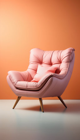 Modern Chair on a Beige Studio Background. Generative AI. high quality illustrationの素材