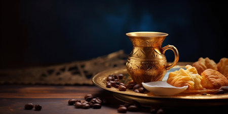 Arabic Traditional Coffee: Symbol of Hospitality. Generative AI. high quality illustrationの素材