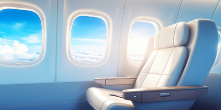 First Class Luxury Seats for Premium Air Travel. Generative AI. high quality illustrationの素材