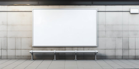 Empty Blank Signboard in Public Space for Advertisement. Generative AI. high quality illustrationの素材