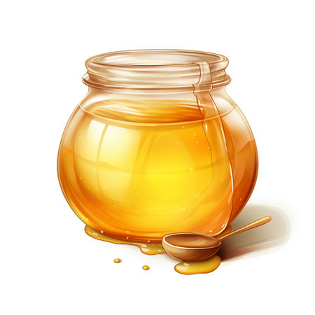 Honey Pot Isolated on White Background. Generative AI. high quality illustrationの素材