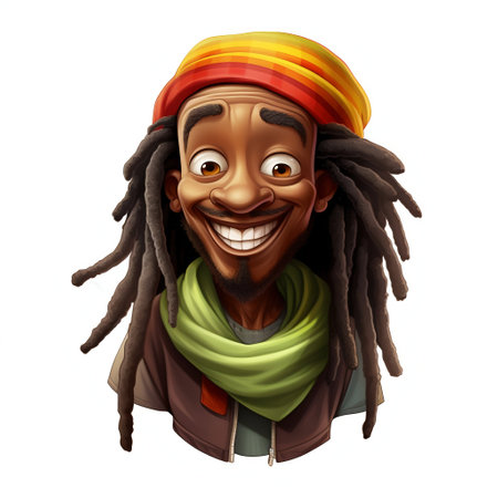 Comical Rastaman Character Radiating Good Vibes. Generative AI. high quality illustrationの素材