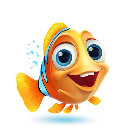 Cheerful Cartoon Sea Fish from an Aquarium. Generative AI. high quality illustrationの素材