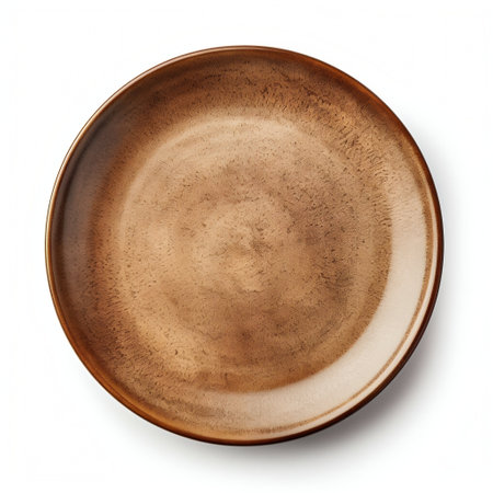 Brown Modern Circle Plate, Isolated View. Generative ai. High quality illustrationの素材