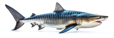 Tiger Shark Isolated on White Background. Generative AI. high quality illustrationの素材