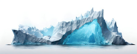 Iceberg Falling into the Sea Isolated on White Background. Generative AI. High quality illustrationの素材
