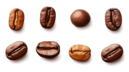 Coffee Bean Set Isolated on White. Generative ai. High quality illustrationの素材