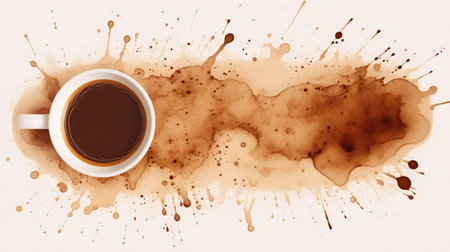 Coffee Cup Stain Banner Isolated on White. Generative ai. High quality illustrationの素材
