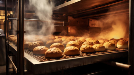 Stainless Steel Convection Oven for Bakery. Generative ai. High quality illustrationの素材