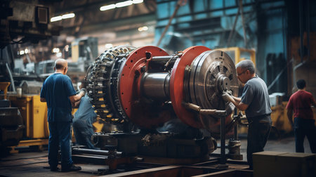Precision at Work: Maintenance in Industrial Workshop. Generative ai. High quality illustrationの素材