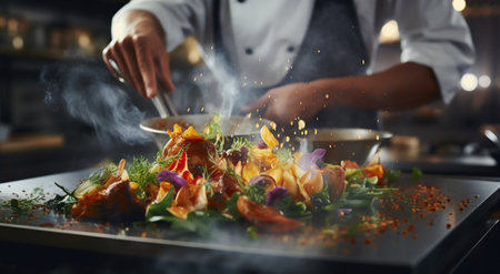 Crafting Culinary Art: Elite Restaurant Kitchen. Generative ai. High quality illustrationの素材