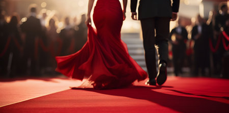 Red Carpet Radiance: Couple Embodying Glamorous Elegance. Generative ai. High quality illustrationの素材