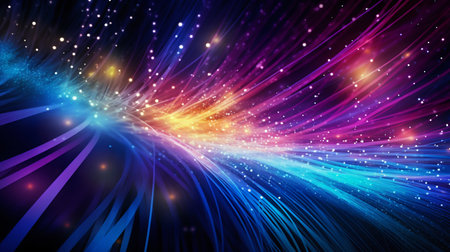 Illuminated Optical Fiber Array. Generative ai. High quality illustrationの素材