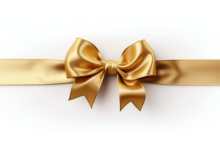 Golden Grace: Ribbon and Bow Isolated on White Background. Generative ai. High quality illustrationの素材