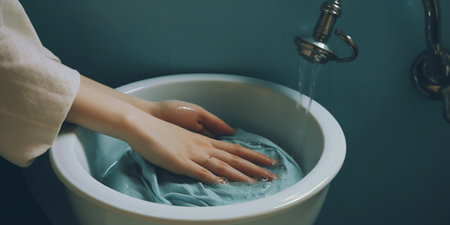 Handwashing Delicate Clothing. Generative ai. High quality illustrationの素材