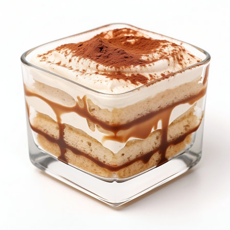 Classic Tiramisu Dessert in a Glass. Generative ai. High quality illustrationの素材