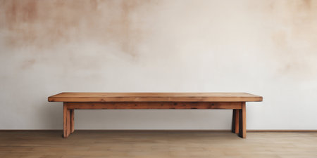 Minimalist Wooden Table against White Background. Generative ai. High quality illustrationの素材