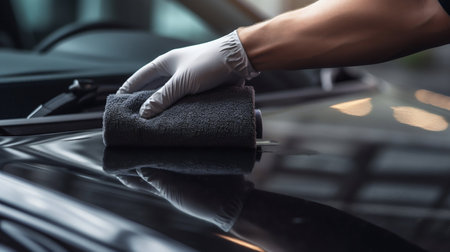 Professional Car Detailing with Microfiber Cloth. Generative ai. High quality illustrationの素材