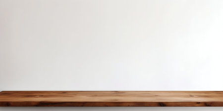 Minimalist Wooden Table against White Background. Generative ai. High quality illustrationの素材