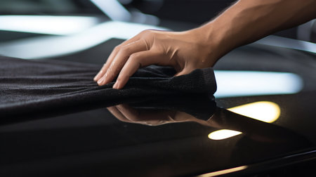 Professional Car Detailing with Microfiber Cloth. Generative ai. High quality illustrationの素材