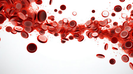 Dynamic Red Blood Cells Flowing. Generative ai. High quality illustrationの素材