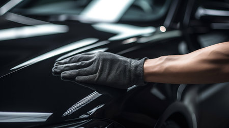 Professional Car Detailing with Microfiber Cloth. Generative ai. High quality illustrationの素材