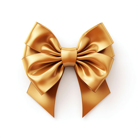 Luxurious Golden Bow Isolated on White Background. Generative ai. High quality illustrationの素材