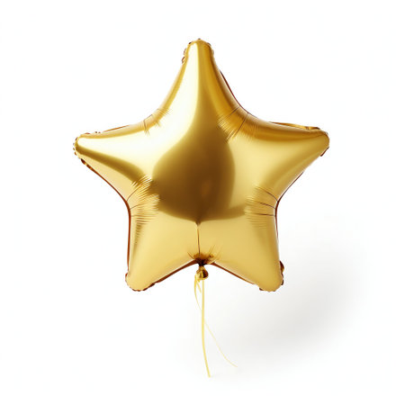 Golden Star Balloon on White. Generative ai. High quality illustrationの素材