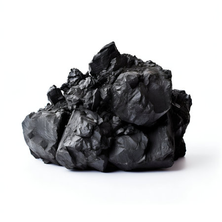 Natural Coal Chunks Isolated on White Background. Generative ai. High quality illustrationの素材