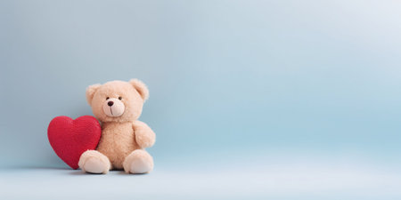 Teddy Bear with a Heart on Pastel Background. Generative ai. High quality illustrationの素材