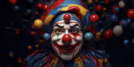 Clown Portrait with Dramatic Makeup and Expression. Generative ai. High quality illustrationの素材