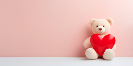 Teddy Bear with a Heart on Pastel Background. Generative ai. High quality illustrationの素材