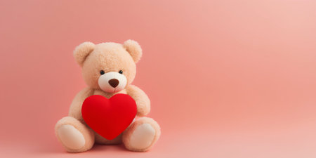 Teddy Bear with a Heart on Pastel Background. Generative ai. High quality illustrationの素材
