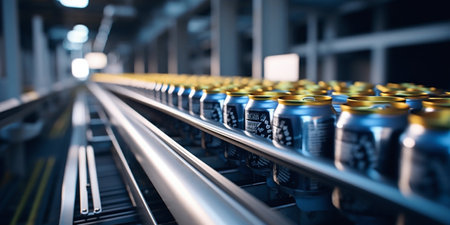 Automated Beverage Can Production Line. Generative ai. High quality illustrationの素材