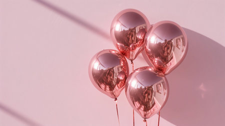 Elegant Rose Gold Balloons on Pink Backdrop. Generative ai. High quality illustrationの素材