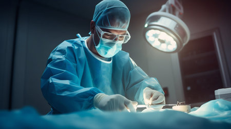 Expert Surgeon in the Operating Room. Generative ai. High quality illustrationの素材