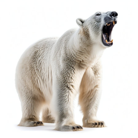 Polar Bear Roaring Isolated on White Background. Generative ai. High quality illustrationの素材