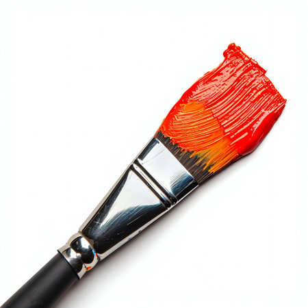 Brightly Painted Art Brush Tips Isolated on White Background. Generative ai. High quality illustrationの素材