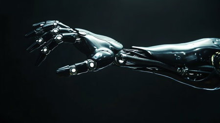 Futuristic Robotic Arm in Dynamic Poses. Generative ai. High quality illustrationの素材