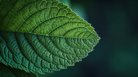 Intricate Green Leaf Texture in Macro View. Generative ai. High quality illustrationの素材